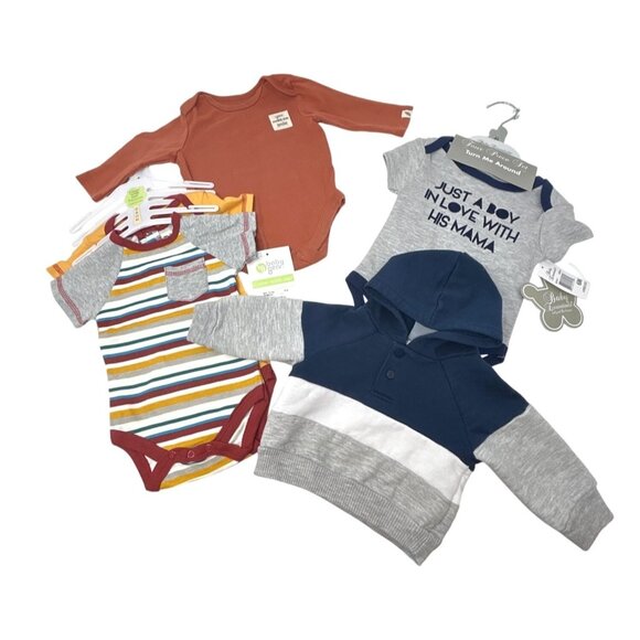 Baby Clothes - Bodysuits, Sweatshirt, Hat, Socks - Sizes 0-3M & 3-6M‎ - Picture 1 of 12